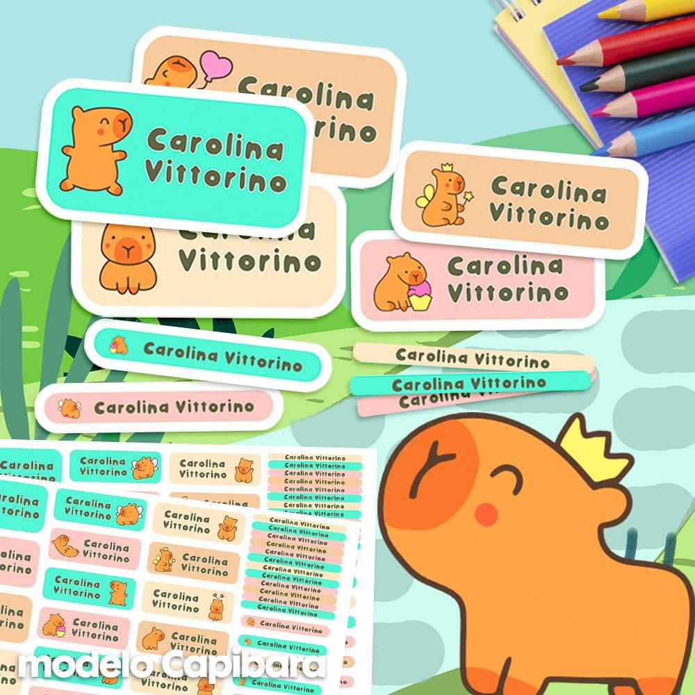 Etiquetas Escolares para Imprimir | Capibara (Archivo Digital PDF)