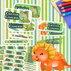 Dinos Acuarela - Etiquetas Personalizadas