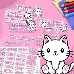 Gatito Blanco - Etiquetas Personalizadas