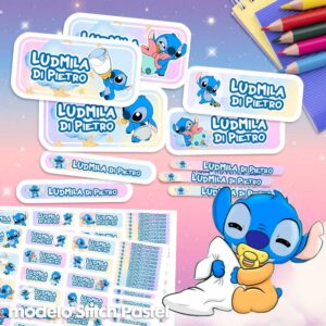 Stitch Pastel - Etiquetas Personalizadas