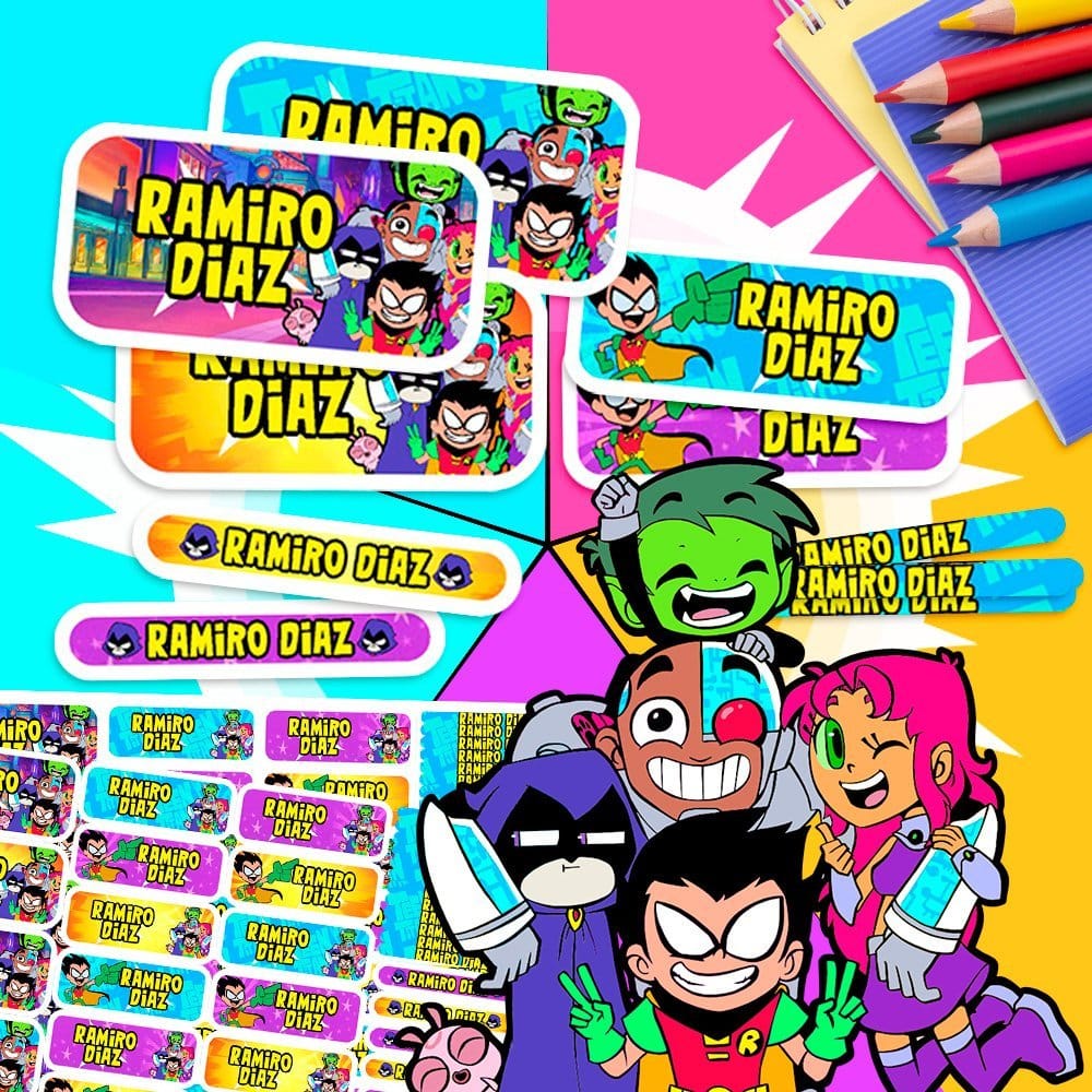 Etiquetas Escolares para Imprimir | Teen Titans Go (Archivo Digital PDF)