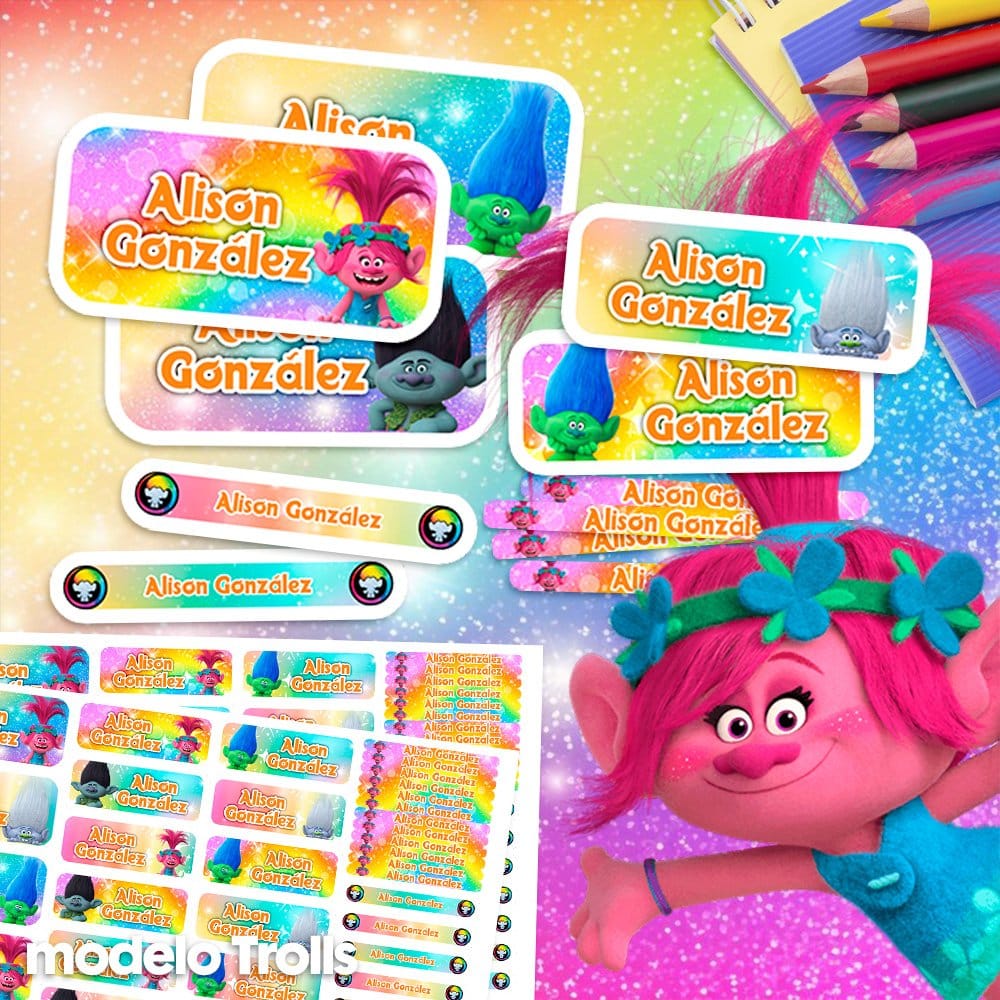 Etiquetas Escolares - Trolls