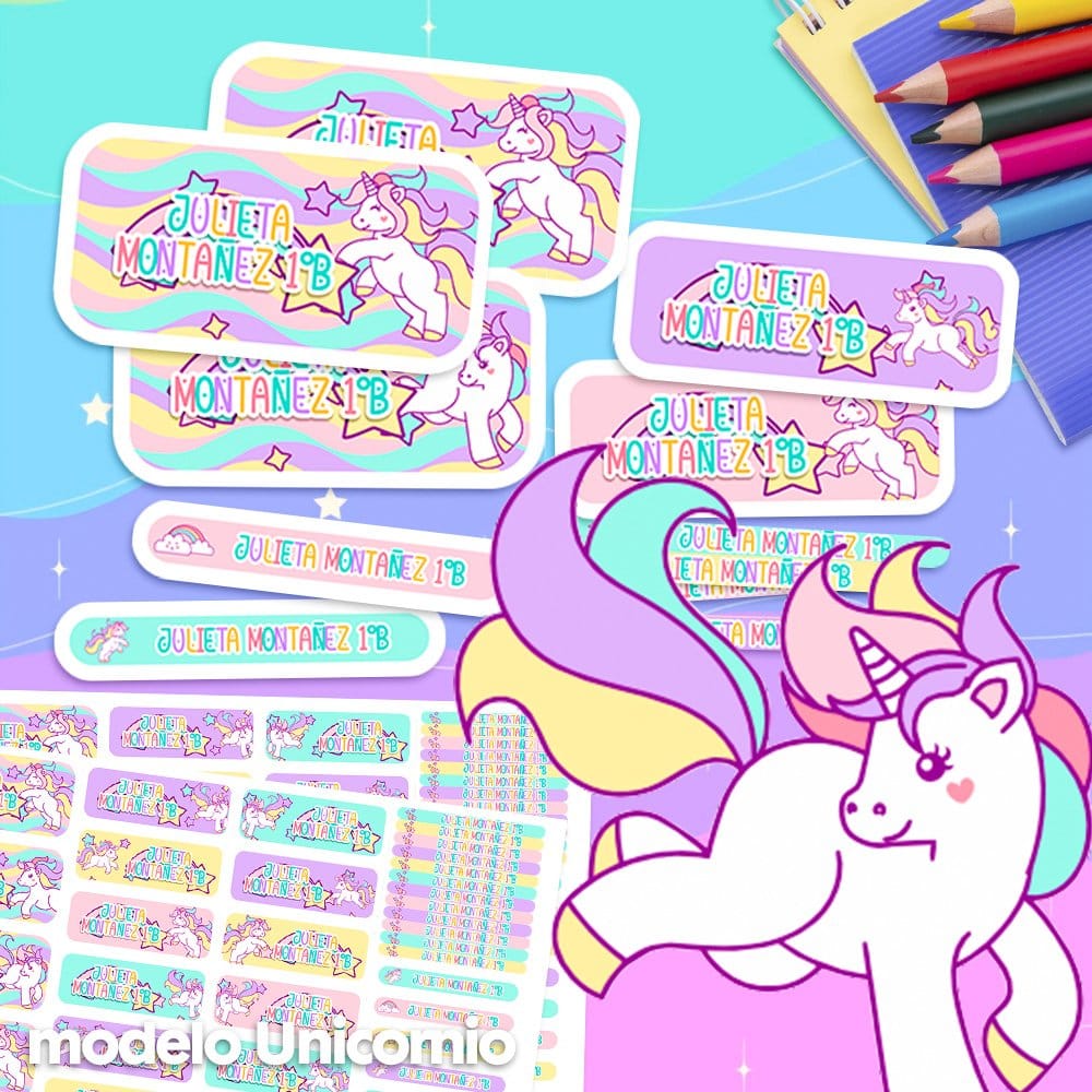 Etiquetas Escolares - Unicornio