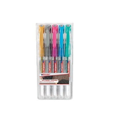 Set Lapiceras Roller En Gel Edding 2185 Set 5 Colores Metálicos